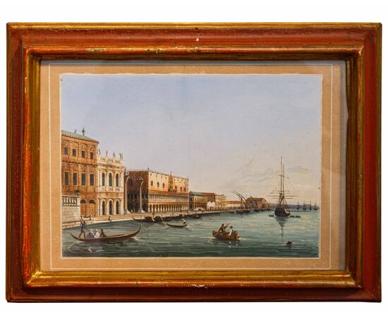 Scuola veneta, XIX secolo, Veduta di Piazza San Marco – Veduta del Bacino di San Marco