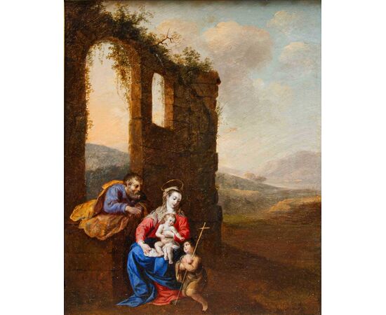 Bottega di Bartholomeus Breenbergh (Deventer, 1598 - Amsterdam, 1657), Sacra Famiglia con San Giovannino