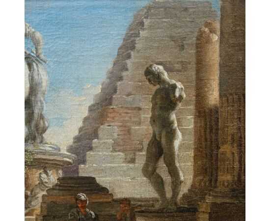 Andrea Locatelli ( Roma, 1695 – 1741), Capriccio architettonico con rovine