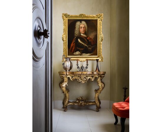 Ritratto di gentiluomo in armatura, Hyacinthe Rigaud (Perpignan 1659 - Parigi 1743) Scuola di