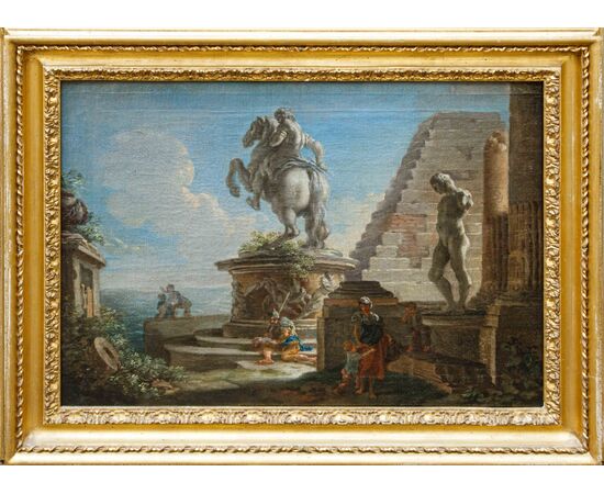 Andrea Locatelli ( Roma, 1695 – 1741), Capriccio architettonico con rovine