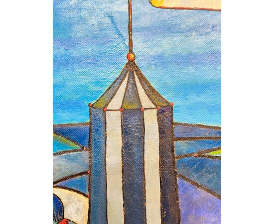 Dipinto a smalti policromi, arte moderna e contemporanea, 76x59 cm. Stato molto buono, XX sec.
