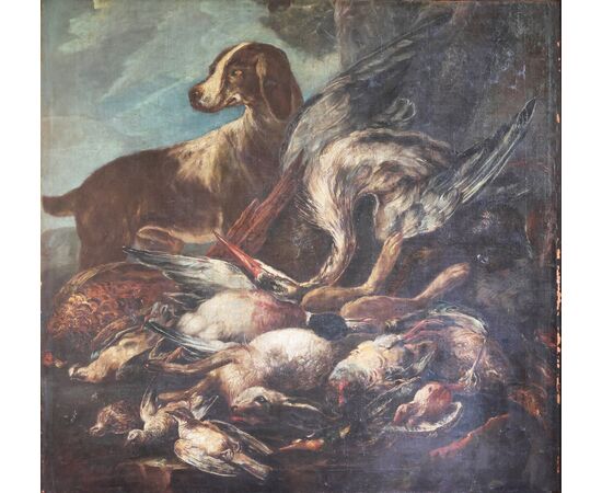Giovanni Crivelli detto il Crivellino; Milano - Parma 1760, Scena di caccia, olio su tela