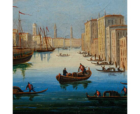 Scuola italiana, XIX secolo, Veduta con Punta della Dogana e Santa Maria della Salute