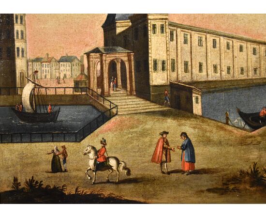 Vedute di Rotterdam con il Palazzo della Borsa e l'Antico Porto, Vedutista del Settecento
