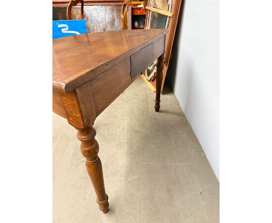 Antica console mezzaluna in castagno Luigi Filippo, metà '800, 71x106x52 cm, Umbria