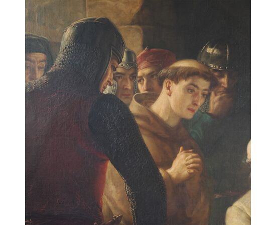 Scuola Italiana; Tratto dal romanzo di Massimo d'Azeglio Niccolò de' Lapi, ovvero i Palleschi e i Piagnoni, XIX secolo, olio su tela
