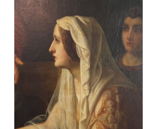 Scuola Italiana; Tratto dal romanzo di Massimo d'Azeglio Niccolò de' Lapi, ovvero i Palleschi e i Piagnoni, XIX secolo, olio su tela