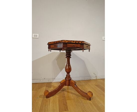 TAVOLINO CARLO X CON PIANO INTARSIATO PRIMO XIX SECOLO