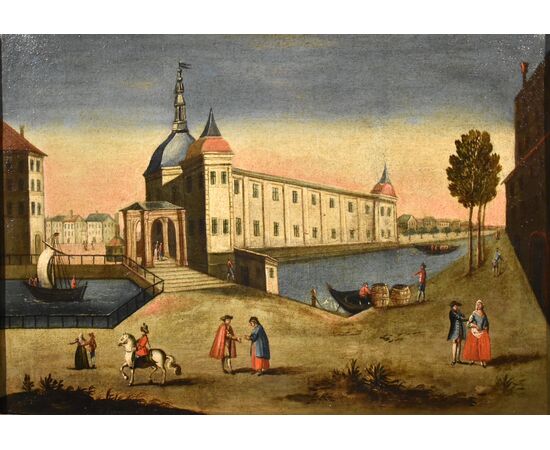 Vedute di Rotterdam con il Palazzo della Borsa e l'Antico Porto, Vedutista del Settecento