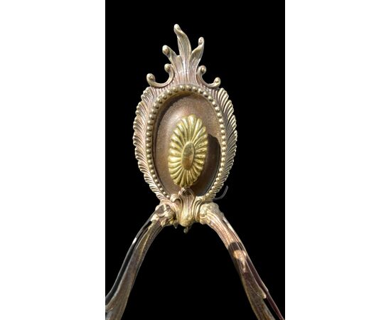 Coppia di lampade applique in bronzo a due fuochi.Marchio Chiarini.