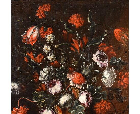 Composizione floreale in vaso sbalzato, Francesca Volò Smiller (Milano, 1657 - 1700)