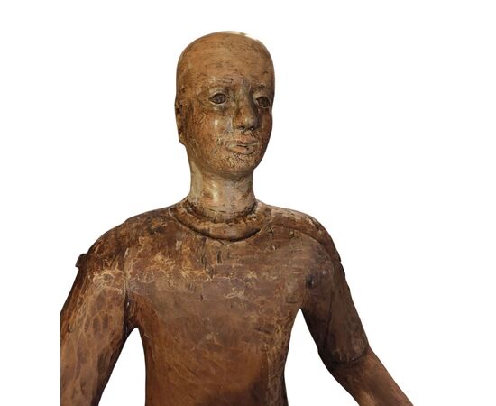 Raro manichino in legno policromo XVII secolo