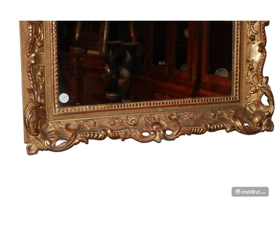 Specchiera Francese Dorata di Inizio 1800 Stile Luigi XV