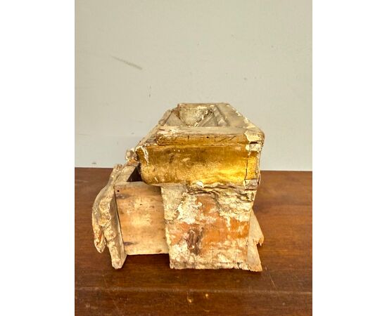 Antico elemosiniere in legno dipinto, XVIII sec, 24x11x15 cm