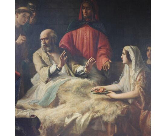 Scuola Italiana; Tratto dal romanzo di Massimo d'Azeglio Niccolò de' Lapi, ovvero i Palleschi e i Piagnoni, XIX secolo, olio su tela