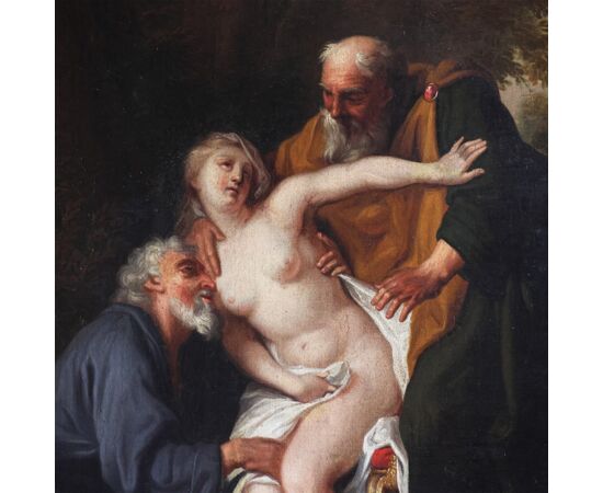 Scuola Francese; Susanna e i vecchioni, XVIII secolo, olio su tela