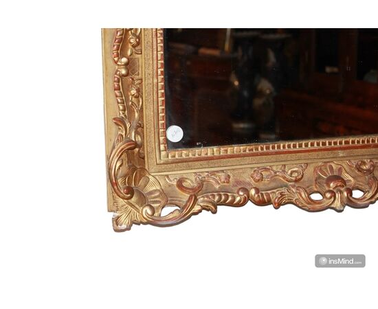 Specchiera Francese Dorata di Inizio 1800 Stile Luigi XV