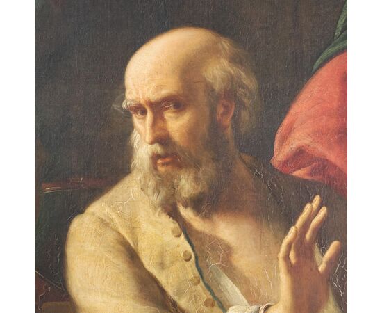 Scuola Italiana; Tratto dal romanzo di Massimo d'Azeglio Niccolò de' Lapi, ovvero i Palleschi e i Piagnoni, XIX secolo, olio su tela