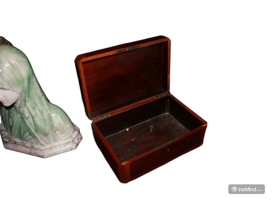 Scatola in Legno Porta Gioie Stile Napoleone III in radica con intarsi