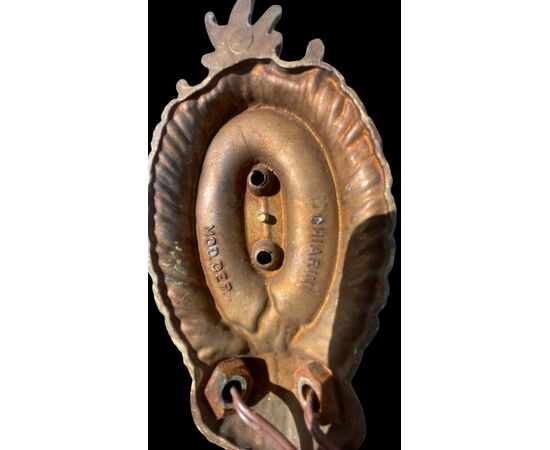 Coppia di lampade applique in bronzo a due fuochi.Marchio Chiarini.
