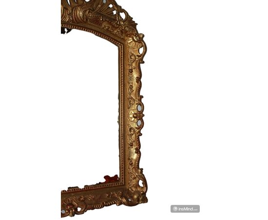Specchiera Francese Dorata di Inizio 1800 Stile Luigi XV