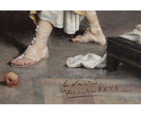 Dipinto di Egisto Sarri (Figline Valdarno 1837 – Firenze 1901) , “Primi Passi”