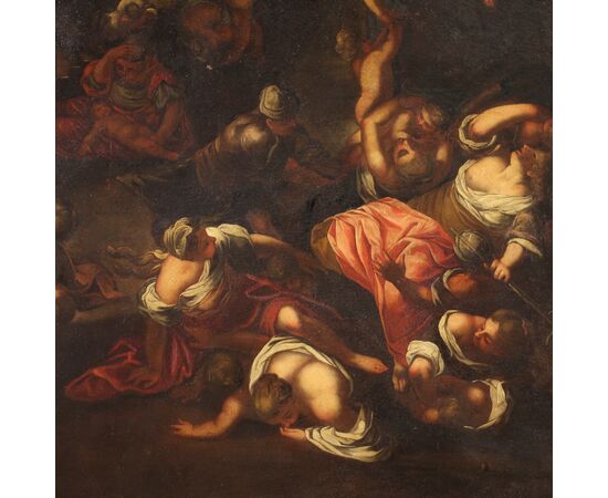 Antico dipinto religioso del XVII secolo, la strage degli innocenti