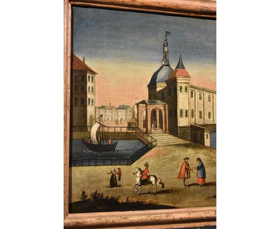 Vedute di Rotterdam con il Palazzo della Borsa e l'Antico Porto, Vedutista del Settecento
