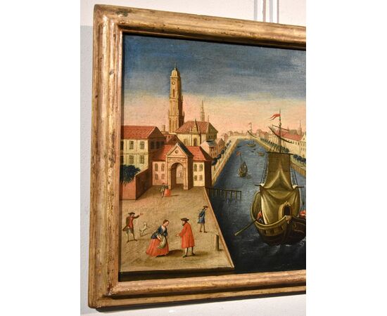 Vedute di Rotterdam con il Palazzo della Borsa e l'Antico Porto, Vedutista del Settecento