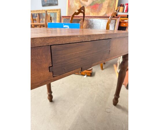 Antica console mezzaluna in castagno Luigi Filippo, metà '800, 71x106x52 cm, Umbria