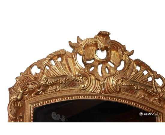 Specchiera Francese Dorata di Inizio 1800 Stile Luigi XV