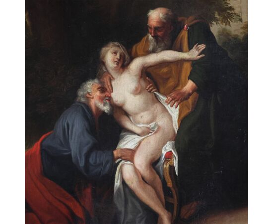 Scuola Francese; Susanna e i vecchioni, XVIII secolo, olio su tela