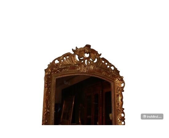 Specchiera Francese Dorata di Inizio 1800 Stile Luigi XV