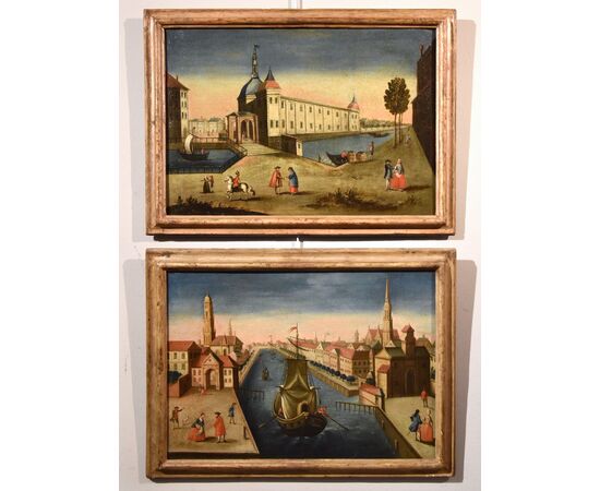 Vedute di Rotterdam con il Palazzo della Borsa e l'Antico Porto, Vedutista del Settecento