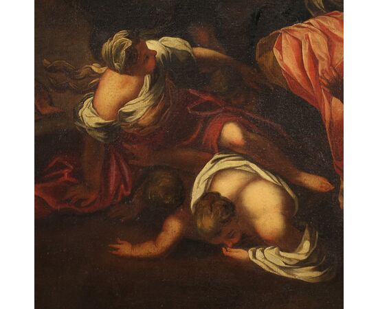 Antico dipinto religioso del XVII secolo, la strage degli innocenti