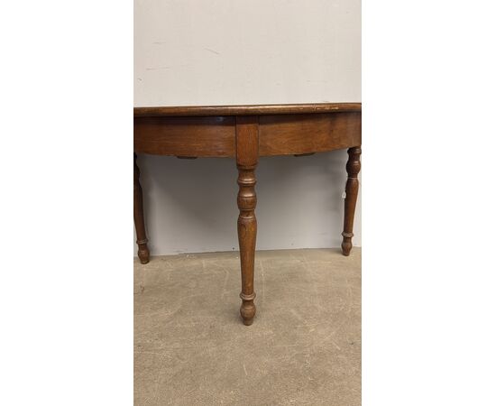 Antica console mezzaluna in castagno Luigi Filippo, metà '800, 71x106x52 cm, Umbria