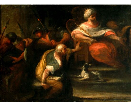 Ester e Assuero dipinto ad olio su tela  - Francesco Maria Raineri, detto lo Schivenoglia (Schivenoglia, Mantova 1676-1758)