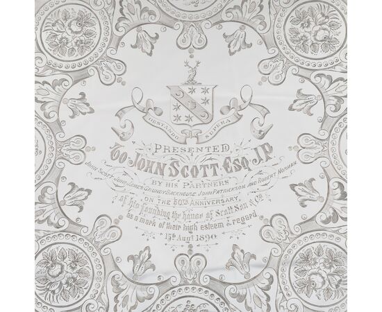 Salver in argento sterling Regina Vittoria, Martin, Hall & Co Ltd, Londra, 1888