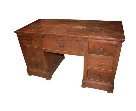 Scrivania italiana con 7 Cassetti in legno di Noce
