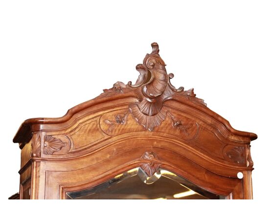 Armadio Francese stile Luigi Filippo in legno di noce con specchio 1 anta