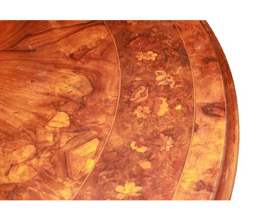 Tavolo circolare fisso inglese Stile Vittoriano in legno di Noce