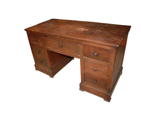 Scrivania italiana con 7 Cassetti in legno di Noce