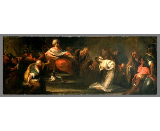 Ester e Assuero dipinto ad olio su tela  - Francesco Maria Raineri, detto lo Schivenoglia (Schivenoglia, Mantova 1676-1758)