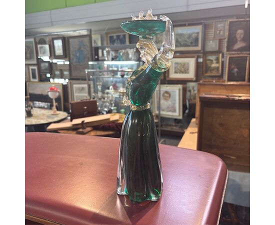 Figura di popolana in vetro Murano anni 40. Scultura fornace Salviati . H 34 strepitosa 