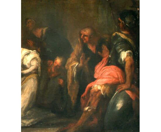 Ester e Assuero dipinto ad olio su tela  - Francesco Maria Raineri, detto lo Schivenoglia (Schivenoglia, Mantova 1676-1758)