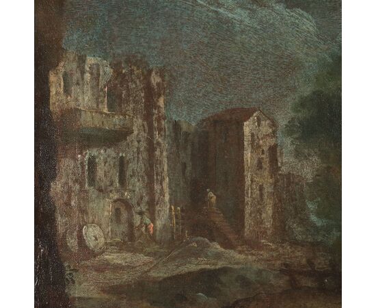 Dipinto Paesaggio con Figure ed Armenti