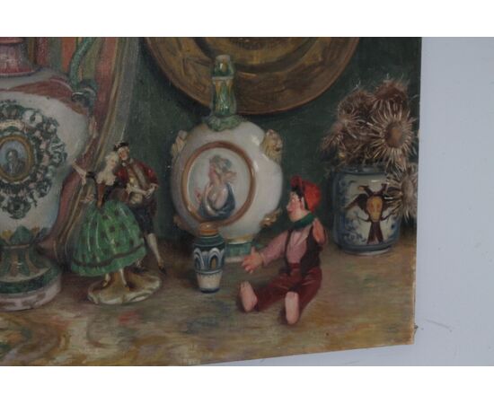 Antico dipinto olio su tela Augusto Baracchi (Modena 1878 – Milano 1942 )  1923  “ Collezionista “ mis 100 x 80 