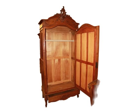 Armadio Francese stile Luigi Filippo in legno di noce con specchio 1 anta