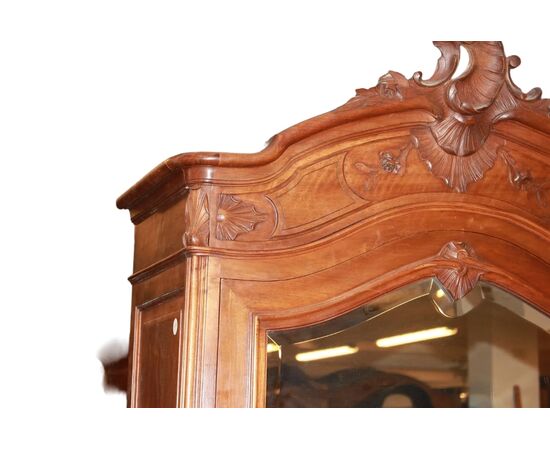 Armadio Francese stile Luigi Filippo in legno di noce con specchio 1 anta